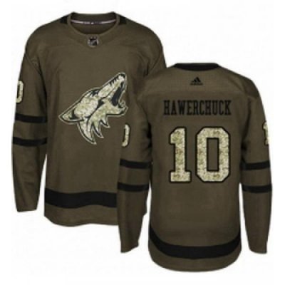 Youth Adidas Arizona Coyotes 10 Dale Hawerchuck Authentic Green Salute to Service NHL Jersey