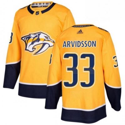 Mens Adidas Nashville Predators 33 Viktor Arvidsson Premier Gold Home NHL Jersey