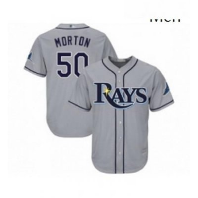 Mens Tampa Bay Rays 50 Charlie Morton Replica Grey Road Cool Base Baseball Jersey