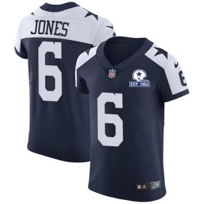 Nike Cowboys 6 Chris Jones Navy Blue Thanksgiving Men Stitched With Established In 1960 Patch NFL Vapor Untouchable Throwback Elite Jersey