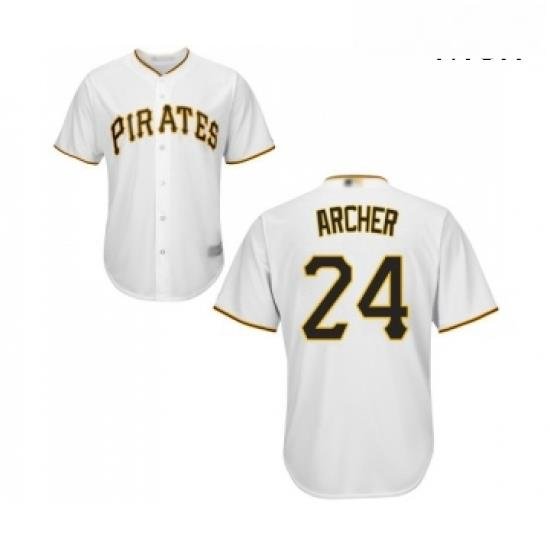 Mens Pittsburgh Pirates 24 Chris Archer Replica White Home Cool Base Baseball Jersey