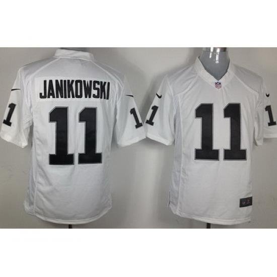 Nike Oakland Raiders 11 Sebastian Janikowski White Game NFL Jersey