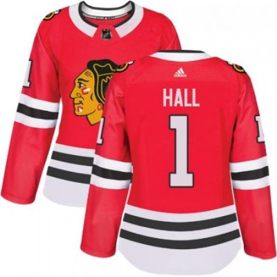 Womens Adidas Chicago Blackhawks 1 Glenn Hall Authentic Red Home NHL Jersey