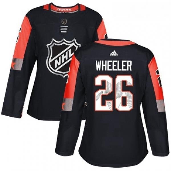 Womens Adidas Winnipeg Jets 26 Blake Wheeler Authentic Black 2018 All Star Central Division NHL Jersey