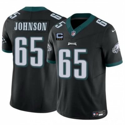 Men Philadelphia Eagles 65 Lane Johnson Black F U S E With 3 Star C Patch Vapor Untouchable Limited Stitched Football Jersey