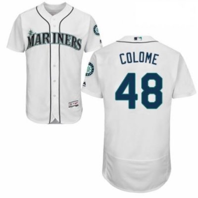 Mens Majestic Seattle Mariners 48 Alex Colome White Home Flex Base Authentic Collection MLB Jersey