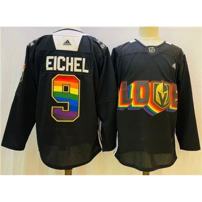 Men Vegas Golden Knights 9 Jack Eichel 2022 Black Pride Night Stitched Jersey