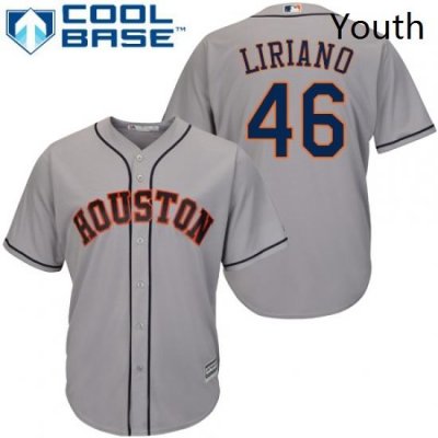 Youth Majestic Houston Astros 46 Francisco Liriano Replica Grey Road Cool Base MLB Jersey