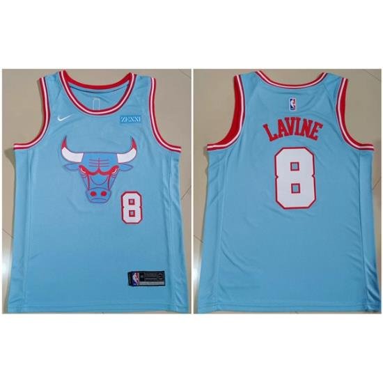 Men Chicago Bulls 8 Zach LaVine Light Blue Stitched Basketball Jersey