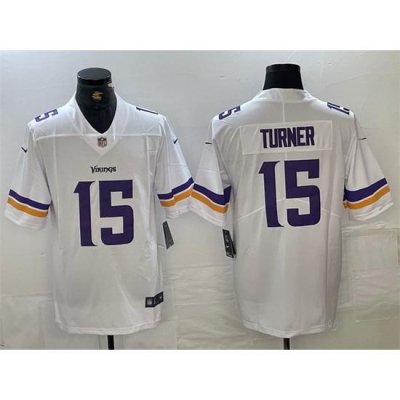 Men Minnesota Vikings 15 Dallas Turner White 2024 Draft Vapor Untouchable Limited Stitched Jersey