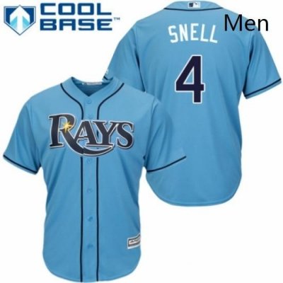 Mens Majestic Tampa Bay Rays 4 Blake Snell Replica Light Blue Alternate 2 Cool Base MLB Jersey