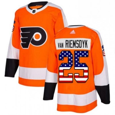 Mens Adidas Philadelphia Flyers 25 James Van Riemsdyk Authentic Orange USA Flag Fashion NHL Jersey