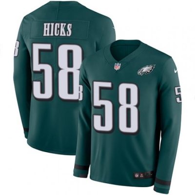 Nike Eagles #58 Jordan Hicks Midnight Green Team Color Men Stitched NFL Limited Therma Long Sleeve Jersey