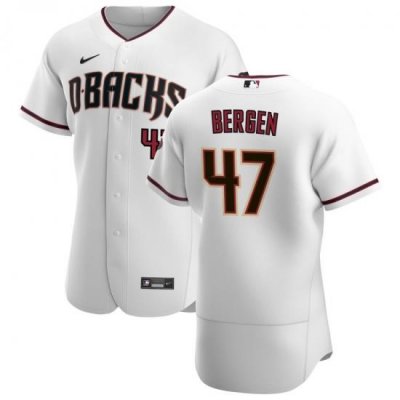 Men Arizona Diamondbacks 47 Travis Bergen Men Nike White Crimson Flex Base Home Team MLB Jersey