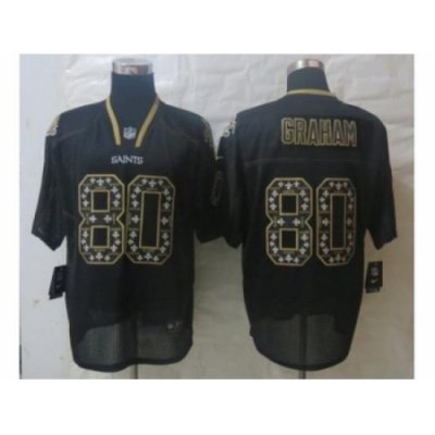 Nike New Orleans Saints 80 Jimmy Graham Black Elite Lights Out Fashion NFL Jersey