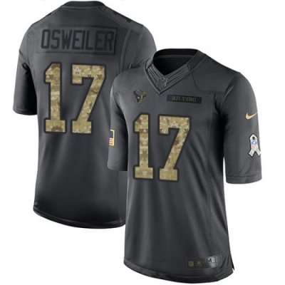 Nike Texans #17 Brock OsWeiler Black Youth Stitched NFL Limited 2016 Salute to Service Jersey