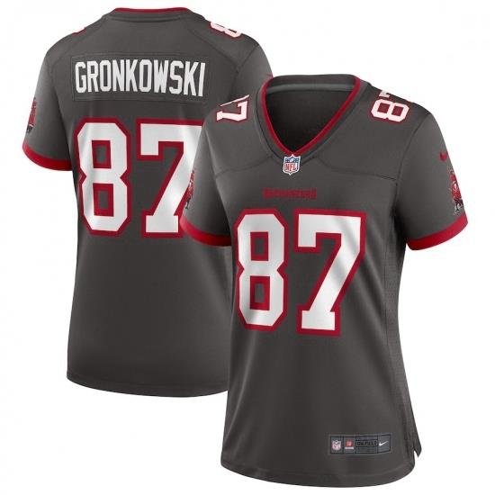 Women Tampa Bay Buccaneers #87 Rob Gronkowski Nike Pewter Alternate Game Jersey