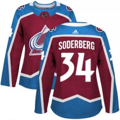 Womens Adidas Colorado Avalanche 34 Carl Soderberg Premier Burgundy Red Home NHL Jersey