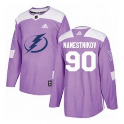 Mens Adidas Tampa Bay Lightning 90 Vladislav Namestnikov Authentic Purple Fights Cancer Practice NHL Jersey