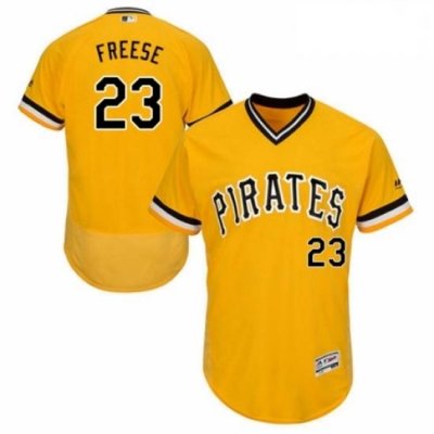 Mens Majestic Pittsburgh Pirates 23 David Freese Gold Alternate Flex Base Authentic Collection MLB Jersey