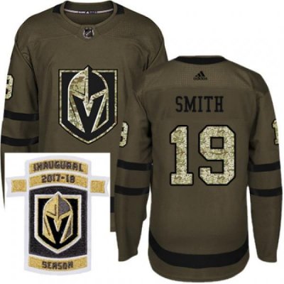 Adidas Golden Knights #19 Reilly Smith Green Salute to Service Stitched NHL Inaugural Season Patch Jersey