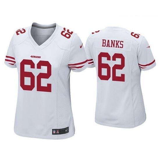 Women San Francisco 49ers 62 Aaron Banks White Jersey