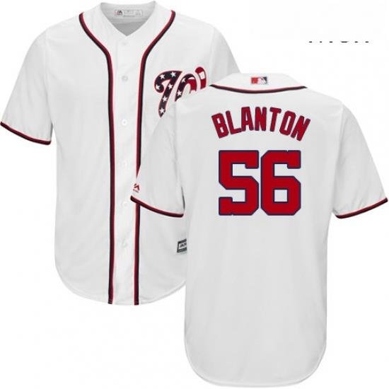 Mens Majestic Washington Nationals 56 Joe Blanton Replica White Home Cool Base MLB Jersey