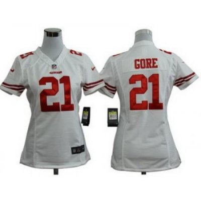 Women Nike San Francisco 49ers 21 Gore White Nike NFL Jerseys