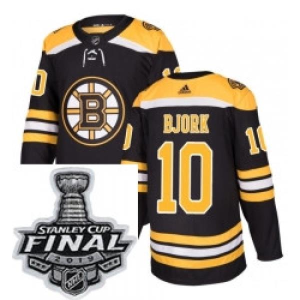 Mens Adidas Boston Bruins 10 Anders Bjork Authentic Black Home NHL Jersey