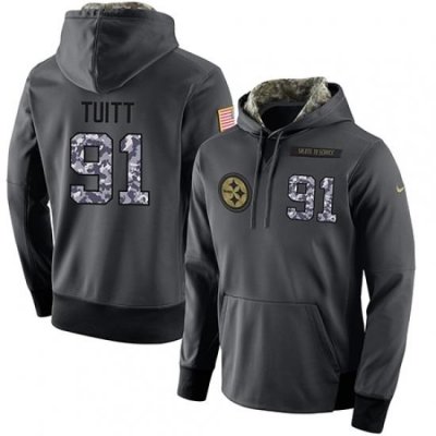 NFL Mens Nike Pittsburgh Steelers 91 Stephon Tuitt Stitched Black Anthracite Salute to Service Player Performance Hoodie