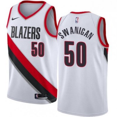 Youth Nike Portland Trail Blazers 50 Caleb Swanigan Swingman White Home NBA Jersey Association Edition