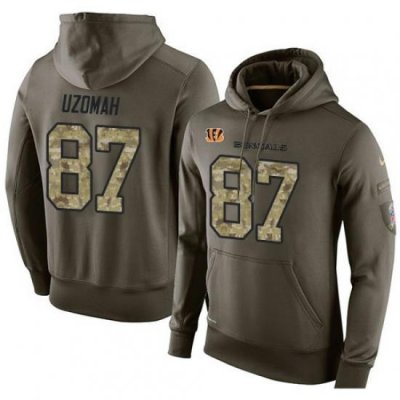 NFL Nike Cincinnati Bengals 87 CJ Uzomah Green Salute To Service Mens Pullover Hoodie