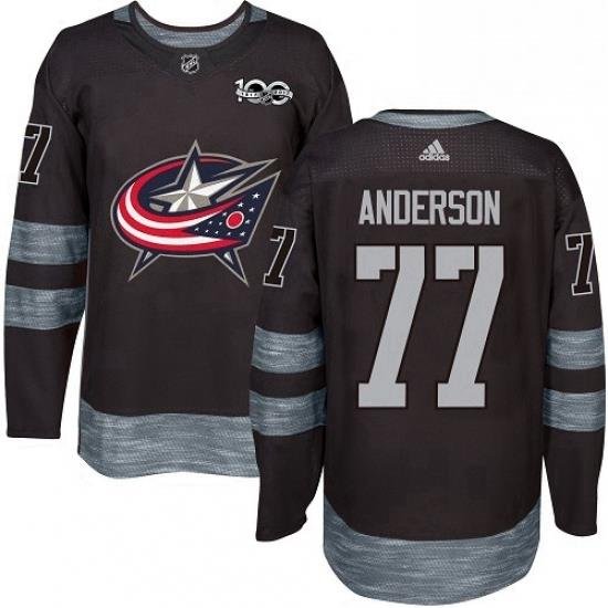 Mens Adidas Columbus Blue Jackets 77 Josh Anderson Premier Black 1917 2017 100th Anniversary NHL Jersey