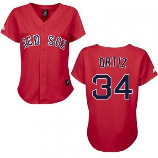 Womens Majestic Boston Red Sox 34 David Ortiz Authentic Red MLB Jersey