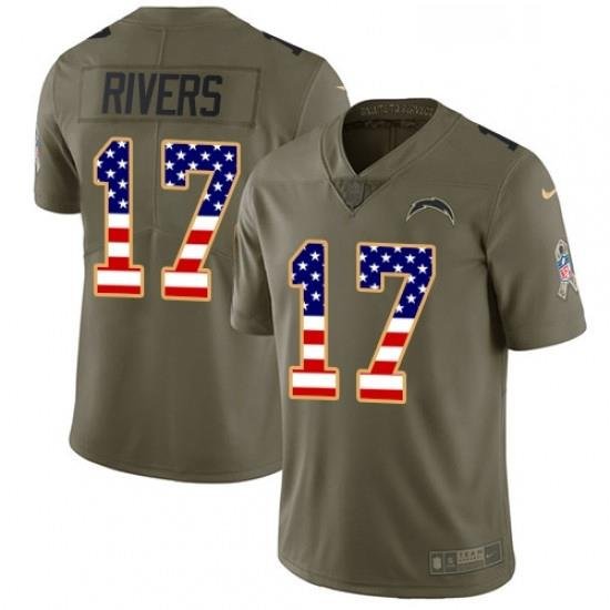 Men Nike Los Angeles Chargers 17 Philip Rivers Limited OliveUSA Flag 2017 Salute to Service NFL Jersey