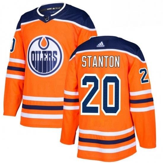 Mens Adidas Edmonton Oilers 20 Ryan Stanton Premier Orange Home NHL Jersey