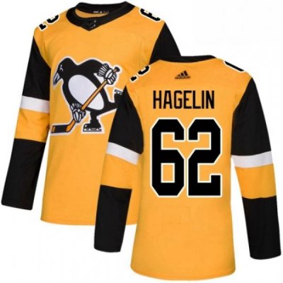 Mens Adidas Pittsburgh Penguins 62 Carl Hagelin Premier Gold Alternate NHL Jersey