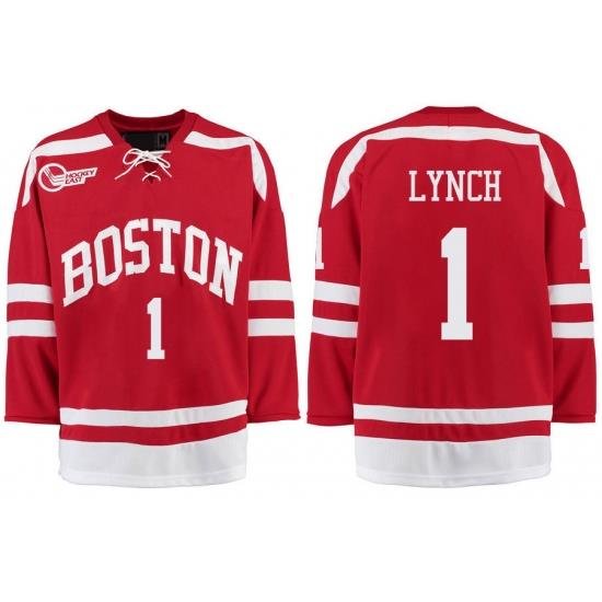 Boston University Terriers BU 1 Nico Lynch Red Stitched Hockey Jersey