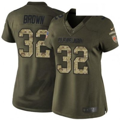 Womens Nike Cleveland Browns 32 Jim Brown Elite Green Salute to Service NFL Jersey