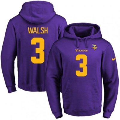 NFL Mens Nike Minnesota Vikings 3 Blair Walsh PurpleGold No Name Number Pullover Hoodie