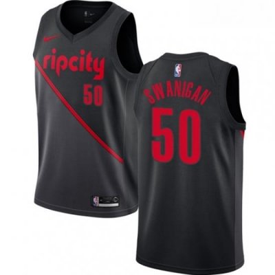 Youth Nike Portland Trail Blazers 50 Caleb Swanigan Swingman Black NBA Jersey 2018 19 City Edition