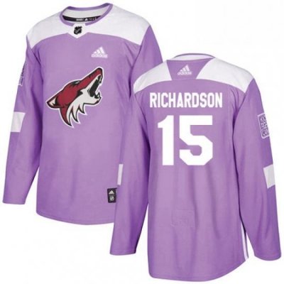 Mens Adidas Arizona Coyotes 15 Brad Richardson Authentic Purple Fights Cancer Practice NHL Jersey