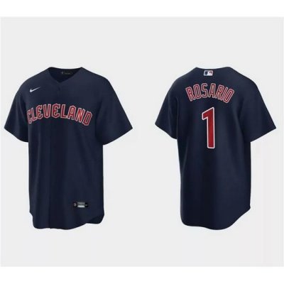 Men Cleveland Guardians 1 Amed Rosario Navy Cool Base Stitched Jersey