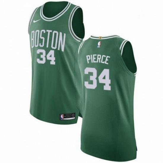 Mens Nike Boston Celtics 34 Paul Pierce Authentic GreenWhite No Road NBA Jersey Icon Edition