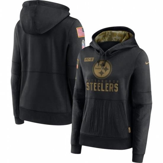 Women Pittsburgh Steelers Nike 2020 Salute to Service Performance Pullover Hoodie Black