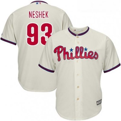 Youth Majestic Philadelphia Phillies 93 Pat Neshek Authentic Cream Alternate Cool Base MLB Jersey