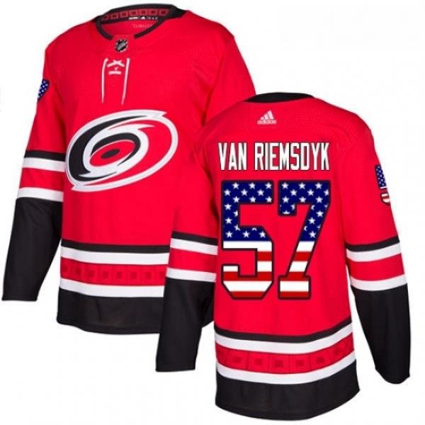 Youth Adidas Carolina Hurricanes 57 Trevor Van Riemsdyk Authentic Red USA Flag Fashion NHL Jersey