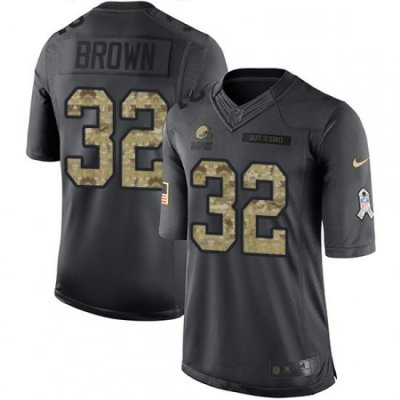 Youth Nike Cleveland Browns 32 Jim Brown Limited Black 2016 Salute to Service NFL Jersey