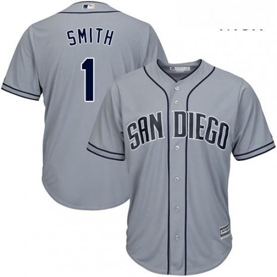 Mens Majestic San Diego Padres 1 Ozzie Smith Replica Grey Road Cool Base MLB Jersey