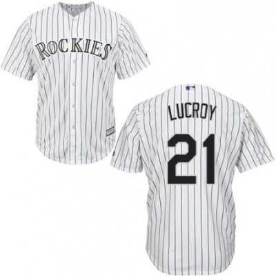 Youth Majestic Colorado Rockies 21 Jonathan Lucroy Authentic White Home Cool Base MLB Jersey